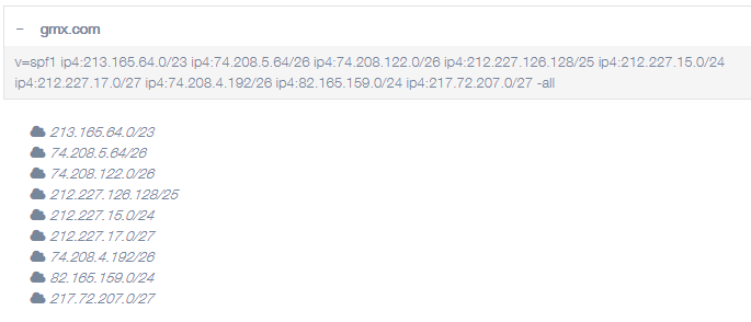Screenshot eines SPF-Records Screenshot eines SPF-Records