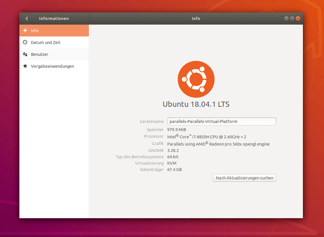 System zeigt die verwendete Ubuntu-Version unter den Einstellungen an