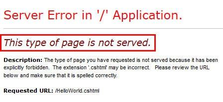 Meldung „This type of page is not served“