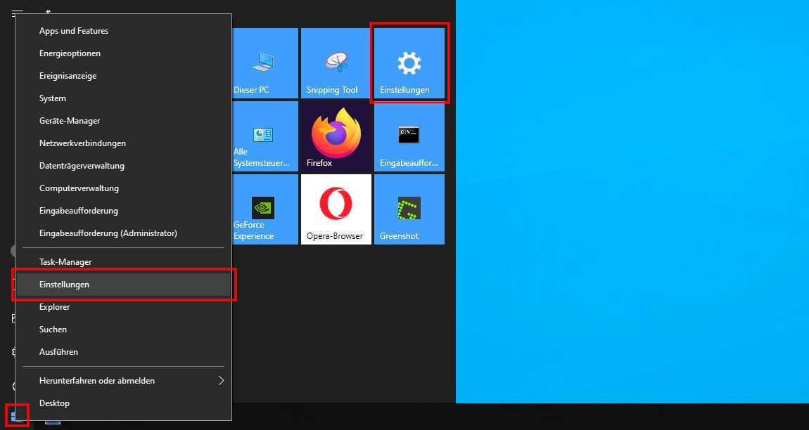 Windows 10: Startmenü inklusive Schnellmenü