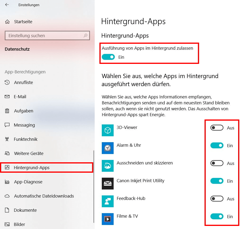Windows 10 schneller machen: Hintergrund-Apps