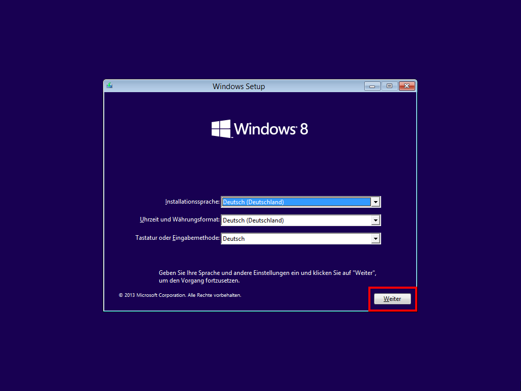 Startbildschirm Windows-8-DVD