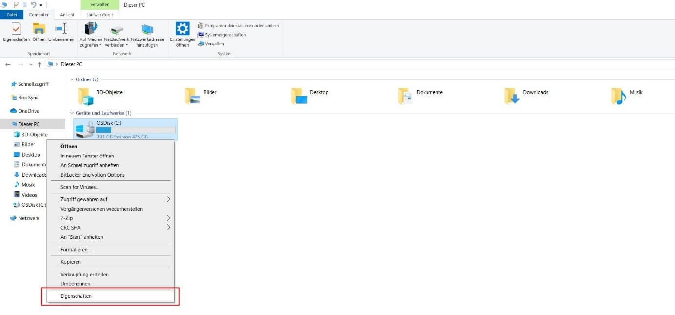 Windows-Dateiexplorer: Übersicht „Dieser PC“