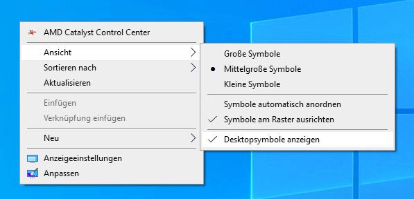 Kontextmenü für Desktopsymbole in Windows 10 