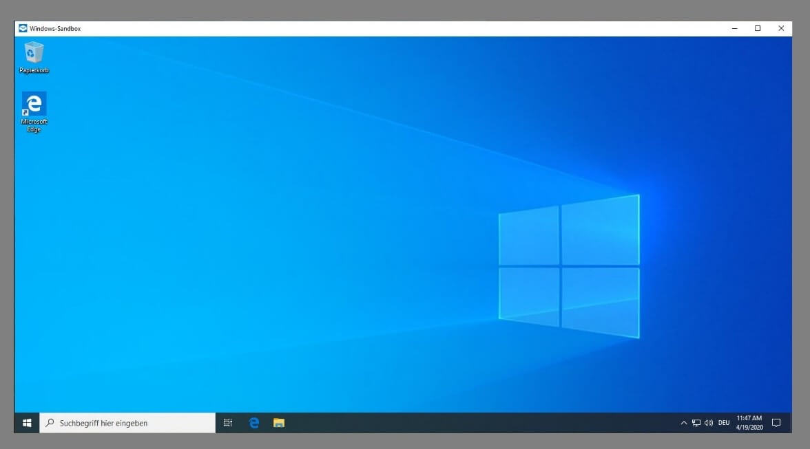Windows-Sandbox: Startbildschirm
