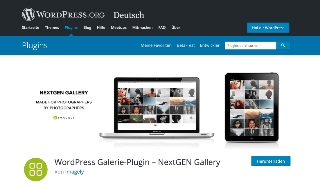 NextGEN Gallery steht zum Download auf WordPress.org bereit.