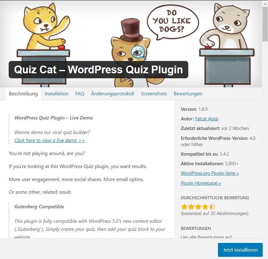 WordPress-Quiz-Plug-in: Quiz Cat