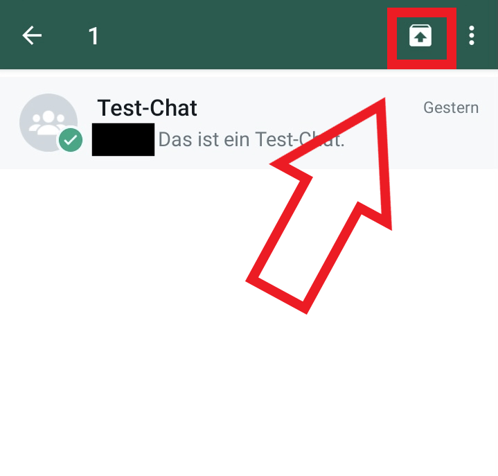 Android-Screenshot eines archivierten Test-Chat 