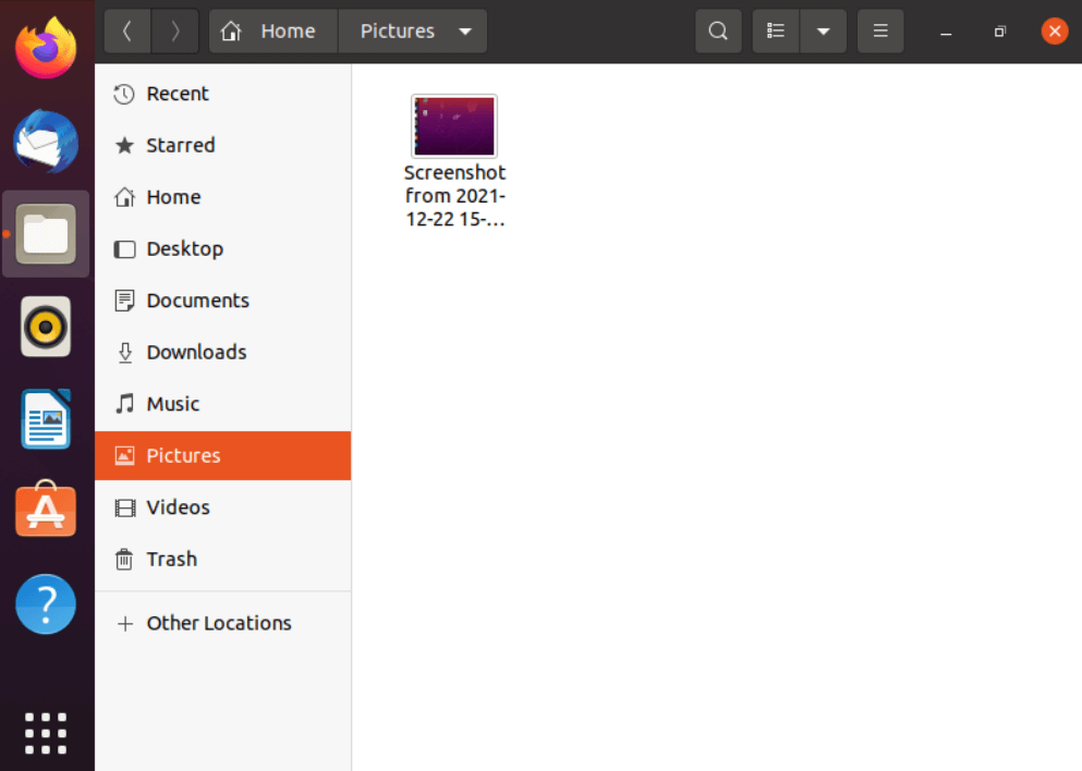 Bilderordner mit Screenshot in Ubuntu