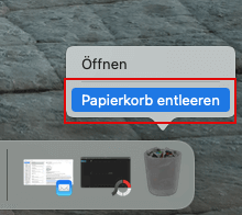 Funktion „Papierkorb entleeren“ am Mac