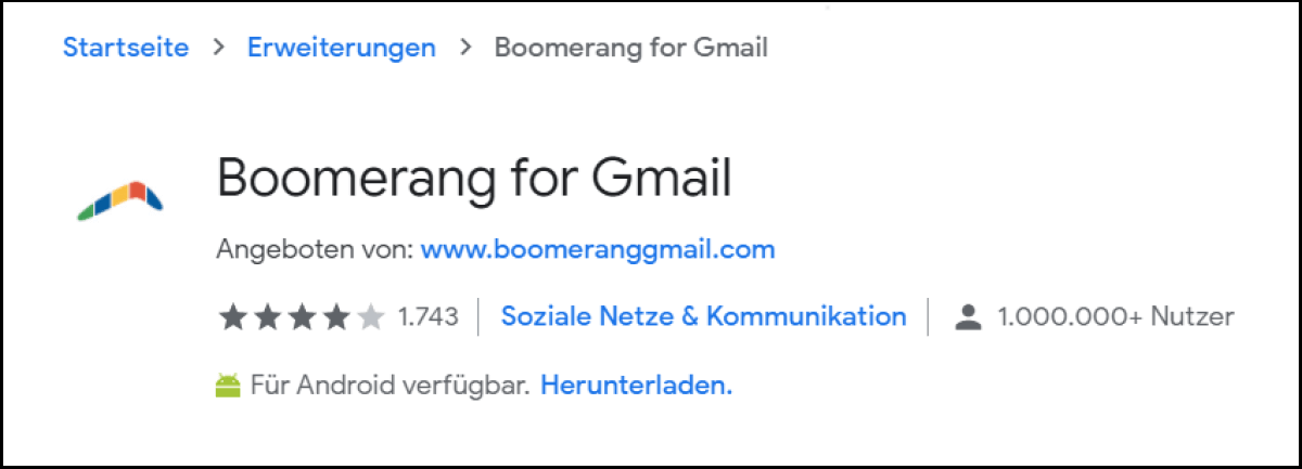 Boomerang bietet terminierte E-Mails, Erinnerungen und AI-unterstütztes Schreiben.