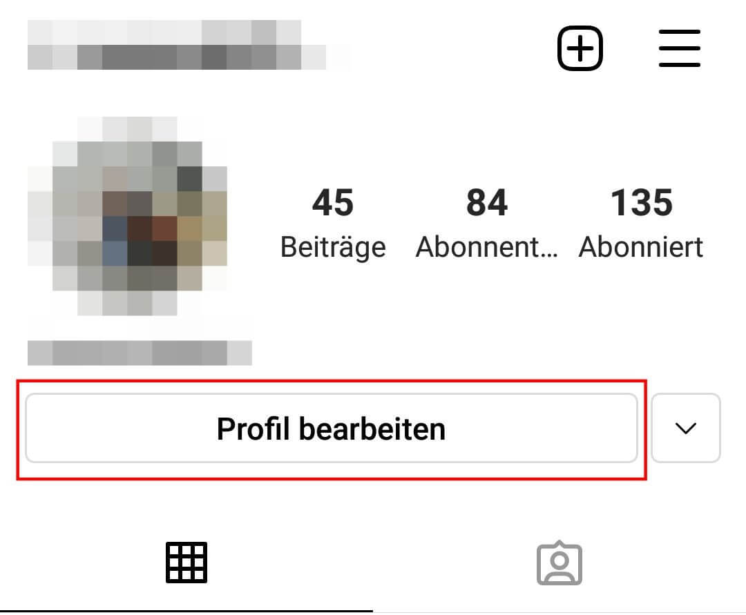 Instagram Profil: Button „Profil bearbeiten“