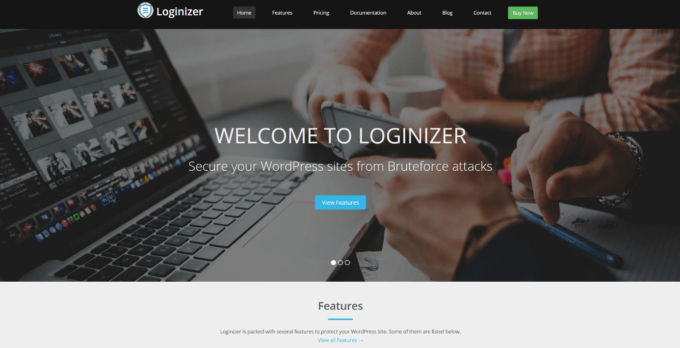 Screenshot der Loginizer-Homepage