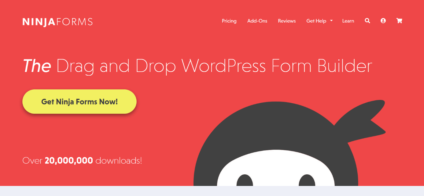 Homepage des WordPress-Plugins Ninja Forms