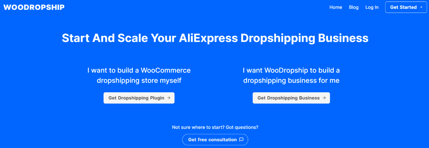 Screenshot von der WooDropship-Website
