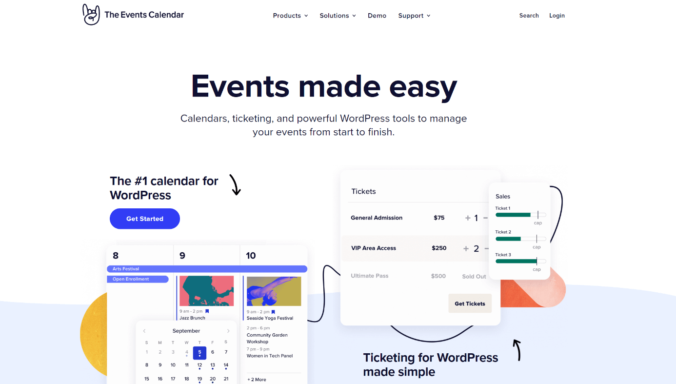 Screenshot der Website des WordPress-Plugins The Events Calendar