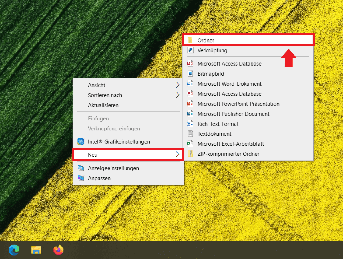 Windows 10: Auf dem Desktop mit „Neu“ und „Ordner“ den God Mode aufrufen