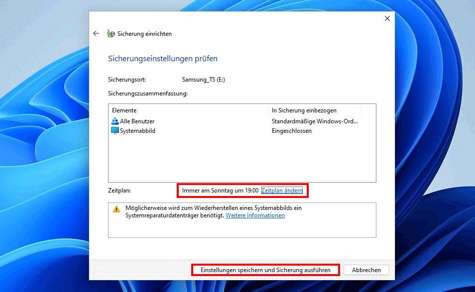 Windows 11: Sicherungseinstellungen prüfen