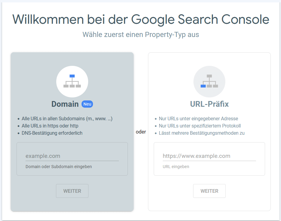 Anmeldung in der Google Search Console