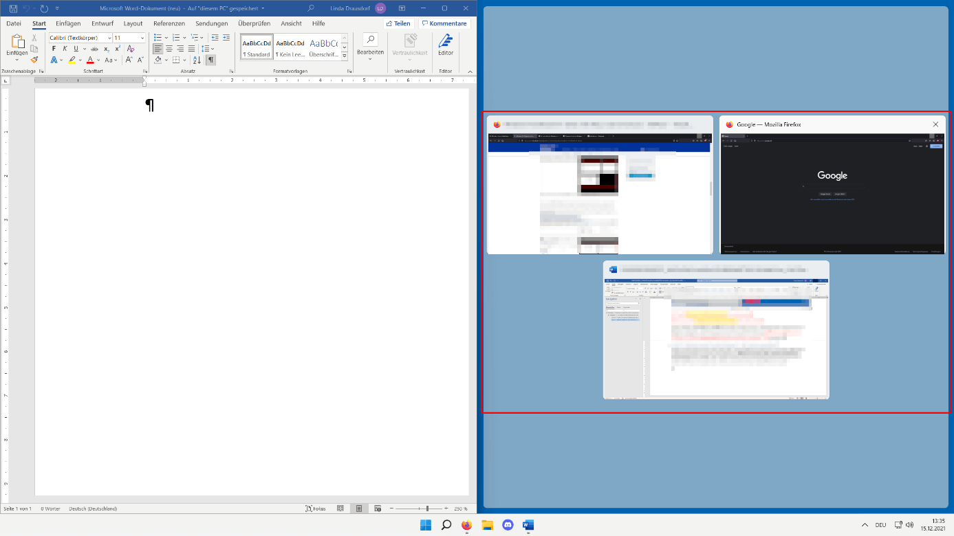 Windows-11-Bildschirm teilen: Vorschaubilder