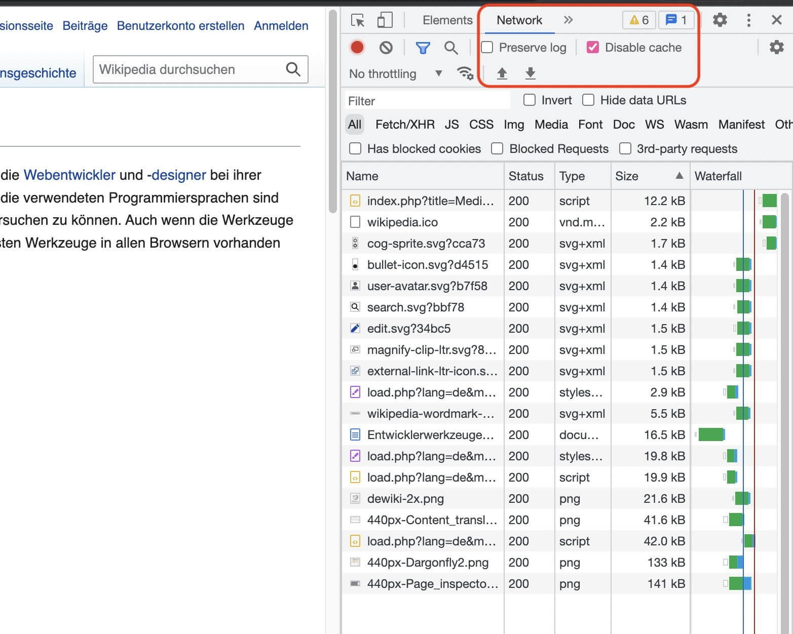 Browser-Cache bei Nutzung der Chrome DevTools deaktivieren