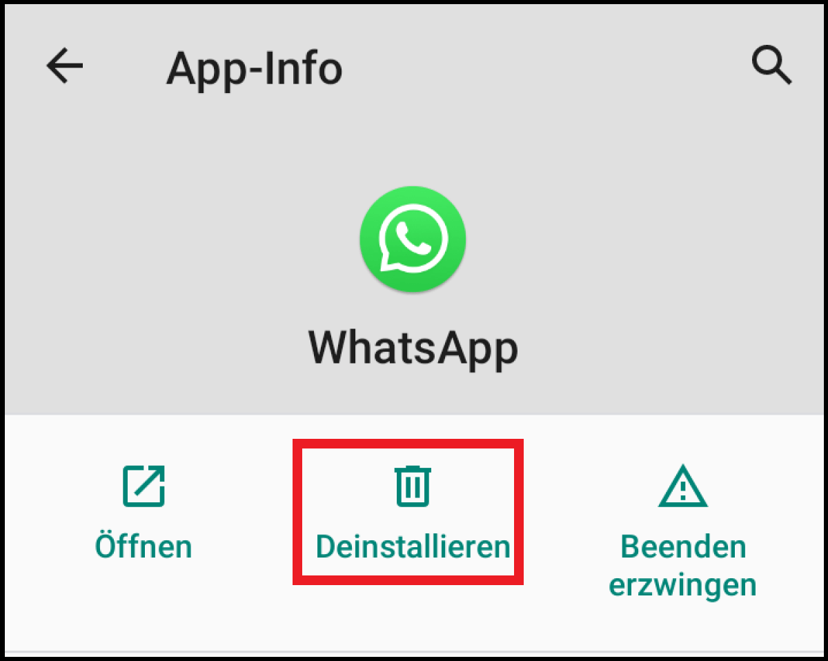 Deinstallation von WhatsApp über Geräteeinstellungen
