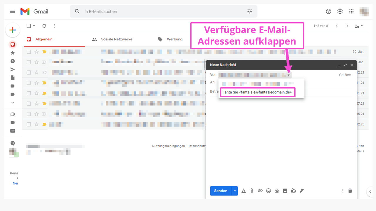 Die neue E-Mail-Adresse mit eigener Domain ist in Gmail verfügbar