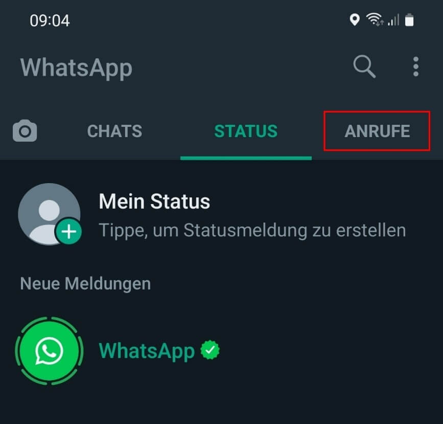 WhatsApp: Reiter „Anrufe“