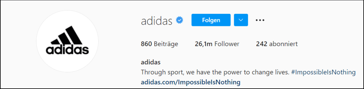 Instagram-Bio von adidas