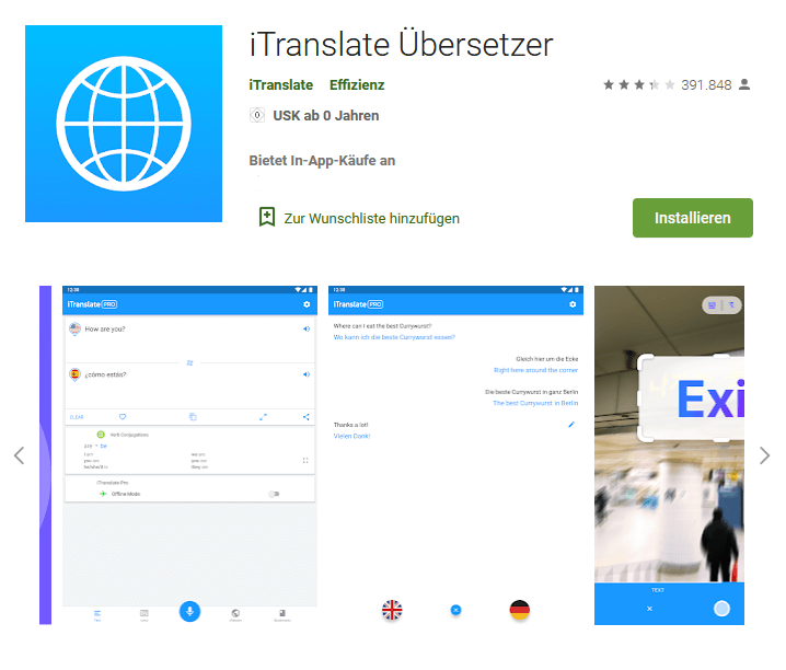 iTranslate im Google Play Store