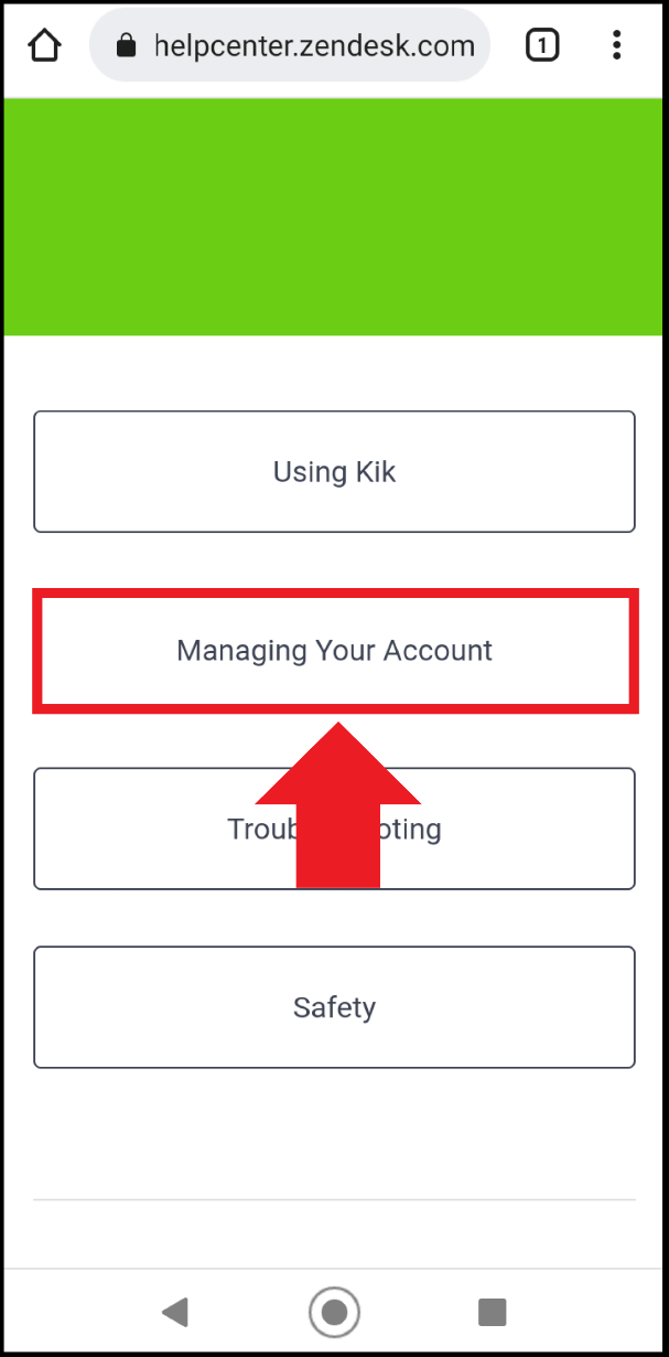 Gehen Sie auf „Managing Your Account“, um zu weiteren Einstellungen zu gelangen.