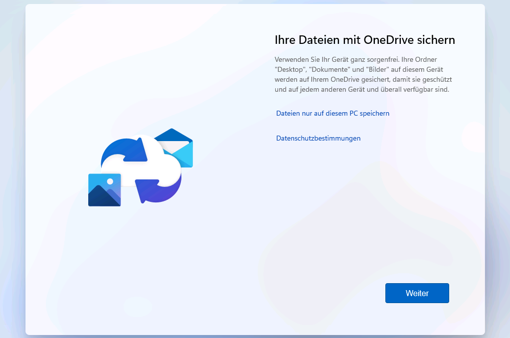 OneDrive-Einrichtung im Rahmen des Windows 11 Upgrades