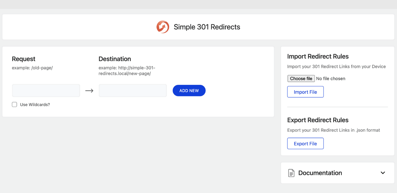 Screenshot des Plugins Simple 301 Redirects