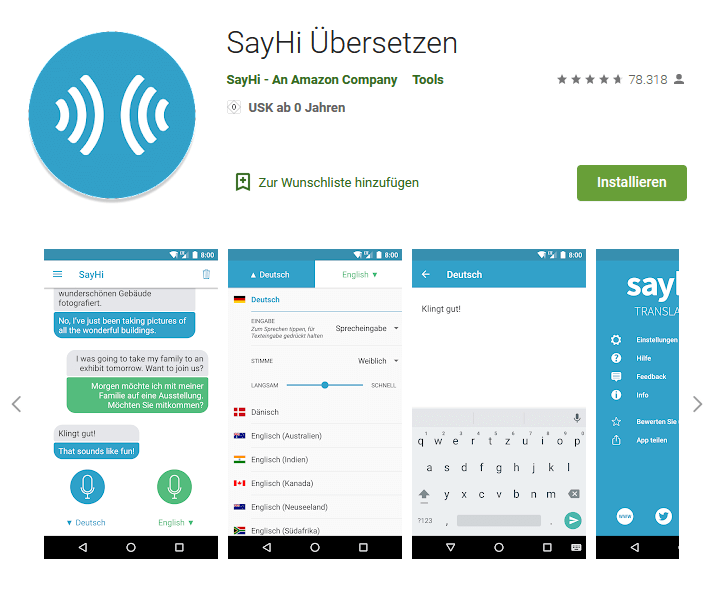 SayHi Translate im Google Play Store