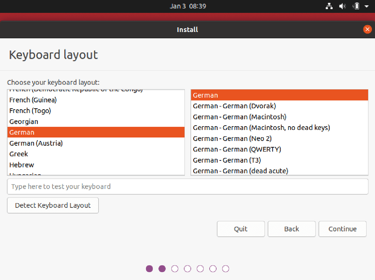 Setup-Assistent von Ubuntu