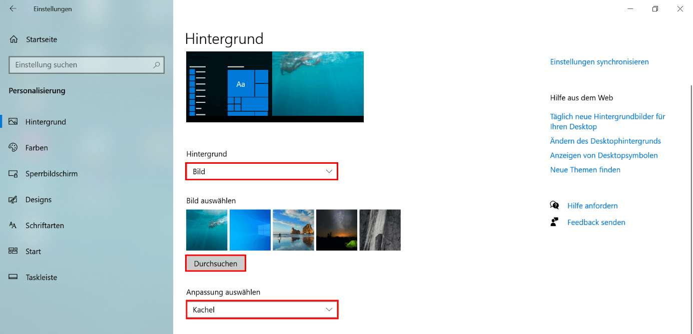 Windows 10: Hintergrundbild ändern