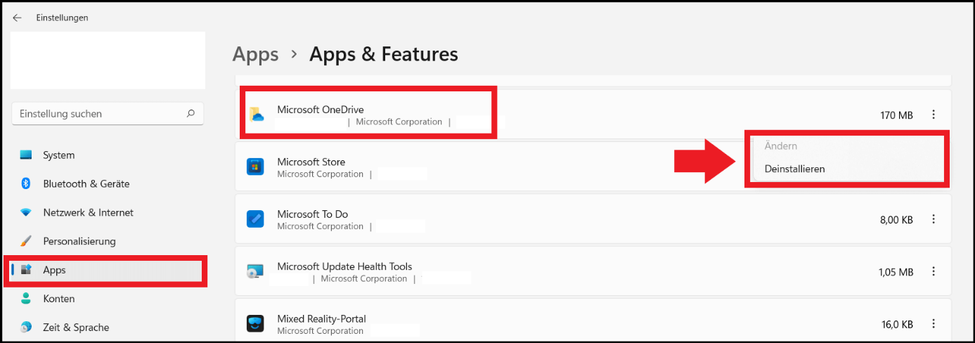 Windows 11: App-Liste im Menüpunkt „Apps & Features“