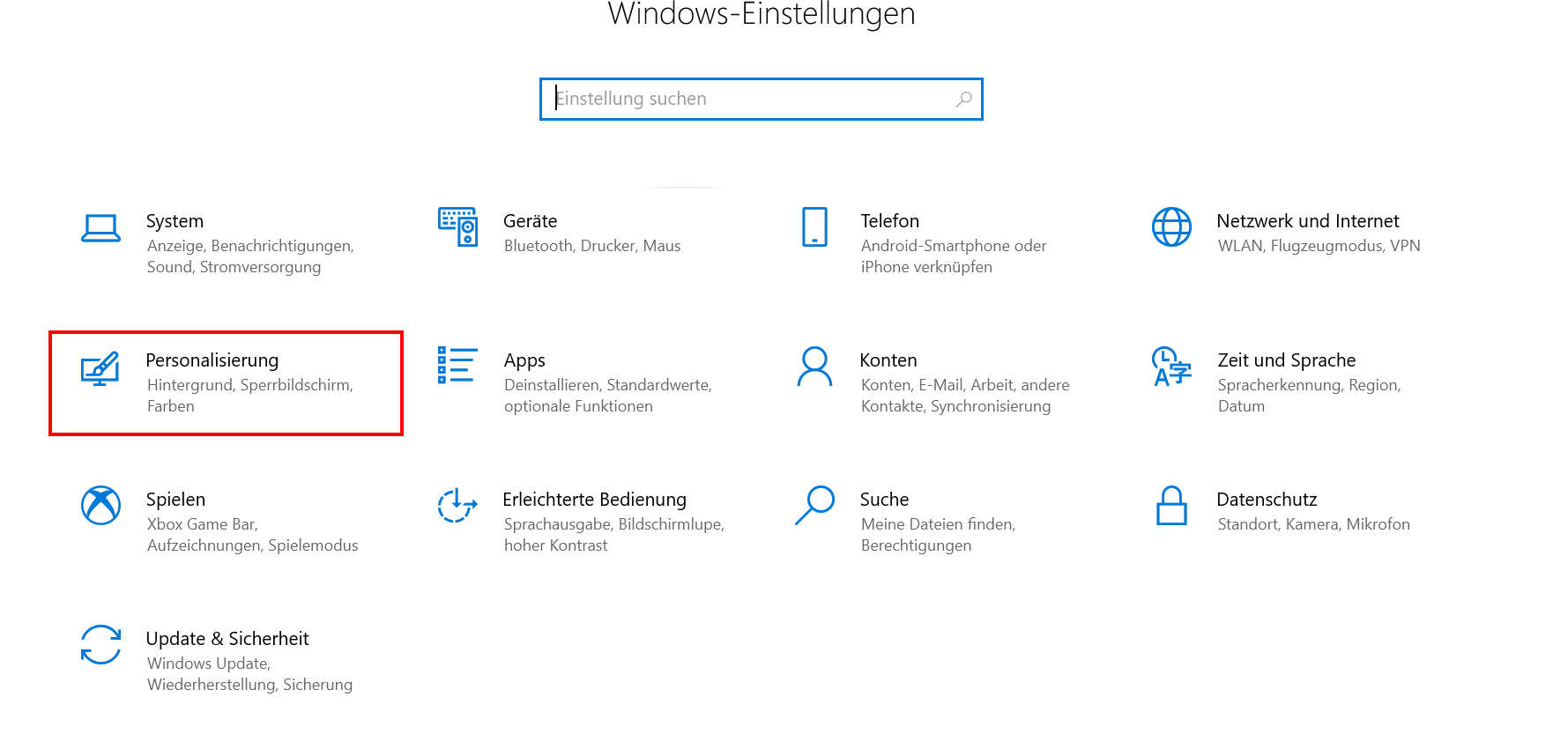 Windows-10-Einstellungen: Überblick