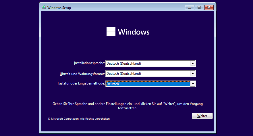Windows 11 installieren: Spracheinstellungen
