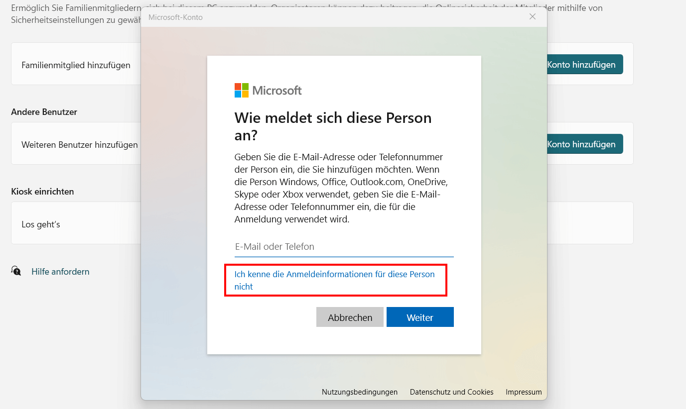 Windows 11: Neuen Benutzer hinzufügen ohne Microsoft-Konto
