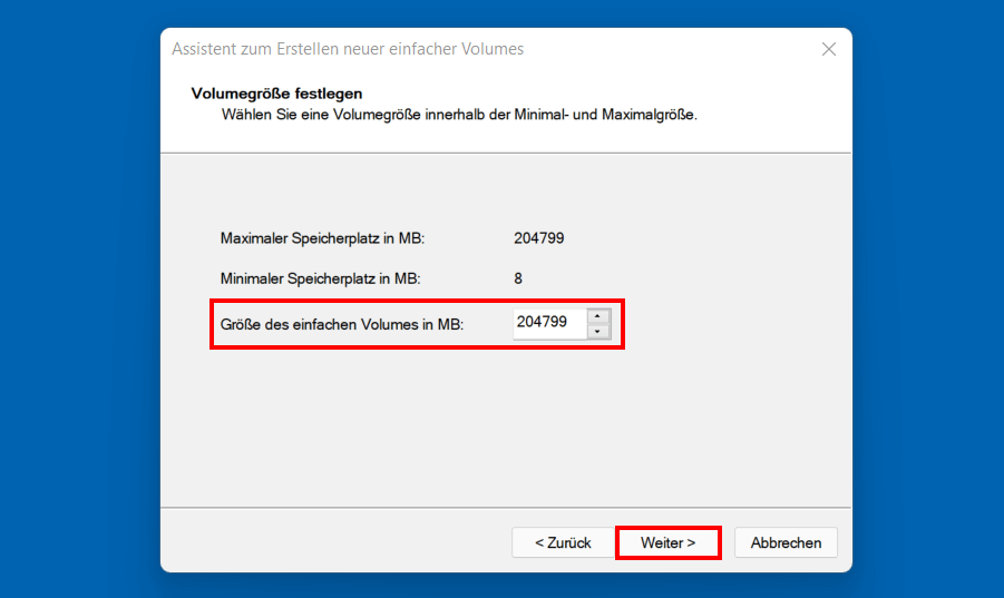 Windows 11: Volumegröße festlegen
