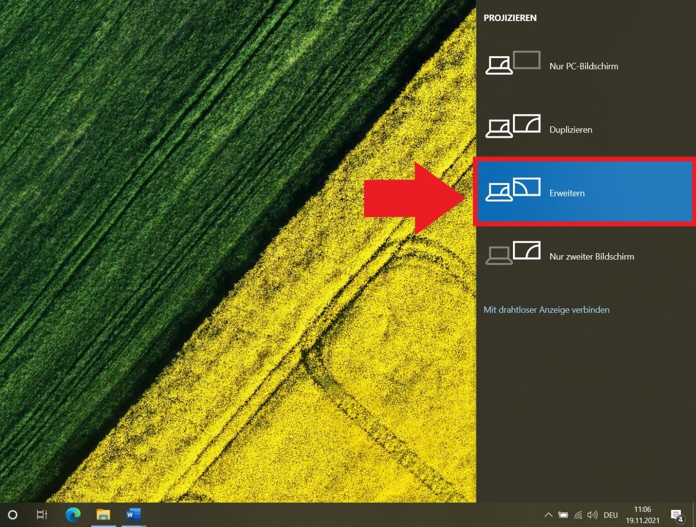 Windows-Anzeige-Funktion „Erweitern“ für zusätzlichen Bildschirm
