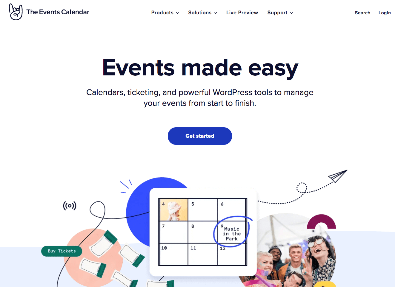 Screenshot der offiziellen Website von The Events Calendar