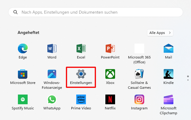 Screenshot der App-Übersicht bei Windows 11