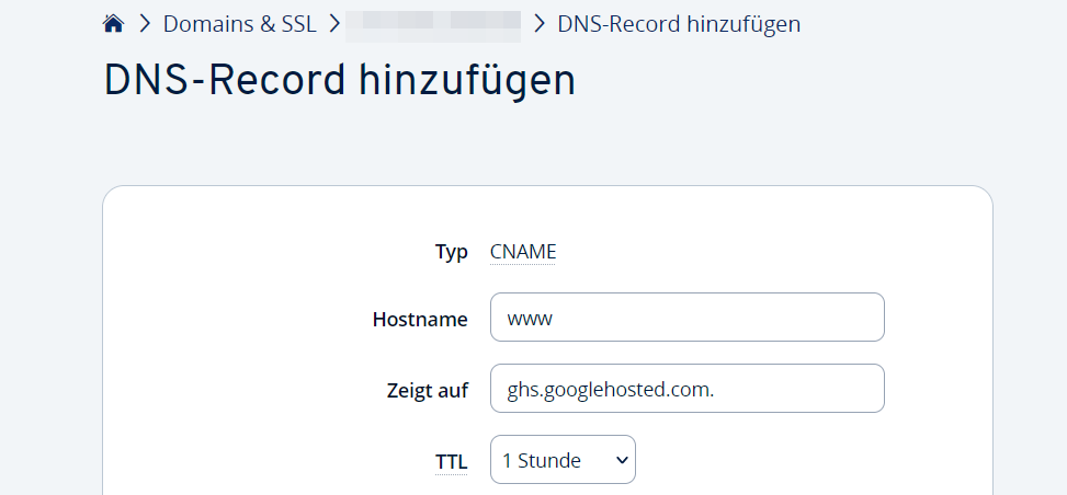 DNS-Record hinzufügen im IONOS Cloud Panel