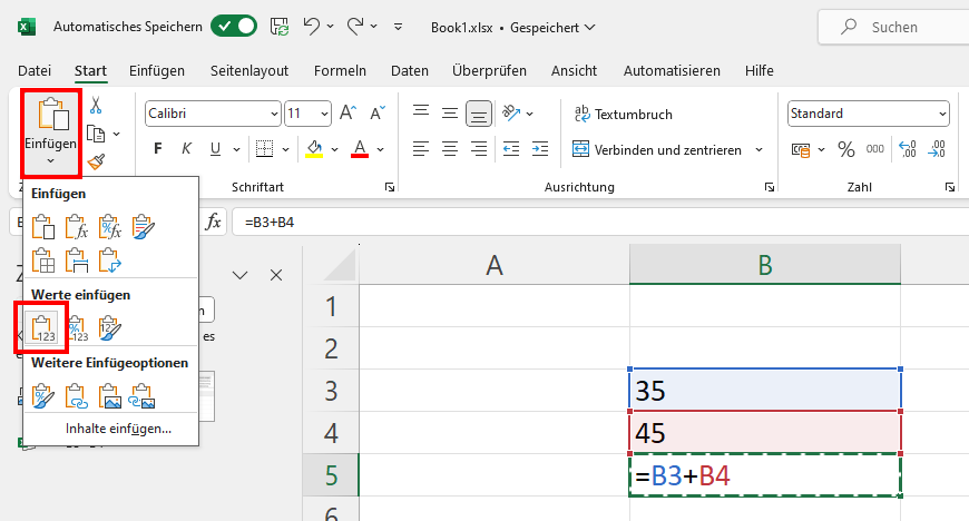Excel-Formel: Ergebnis behalten