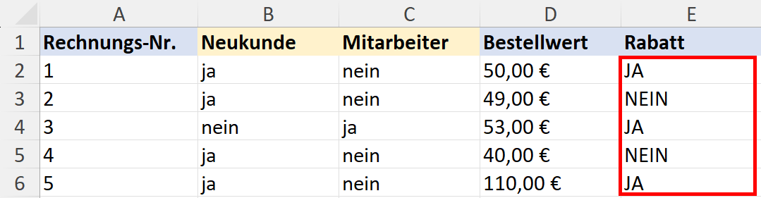 Excel: Ergebnis nach Kombination mehrerer Funktionen