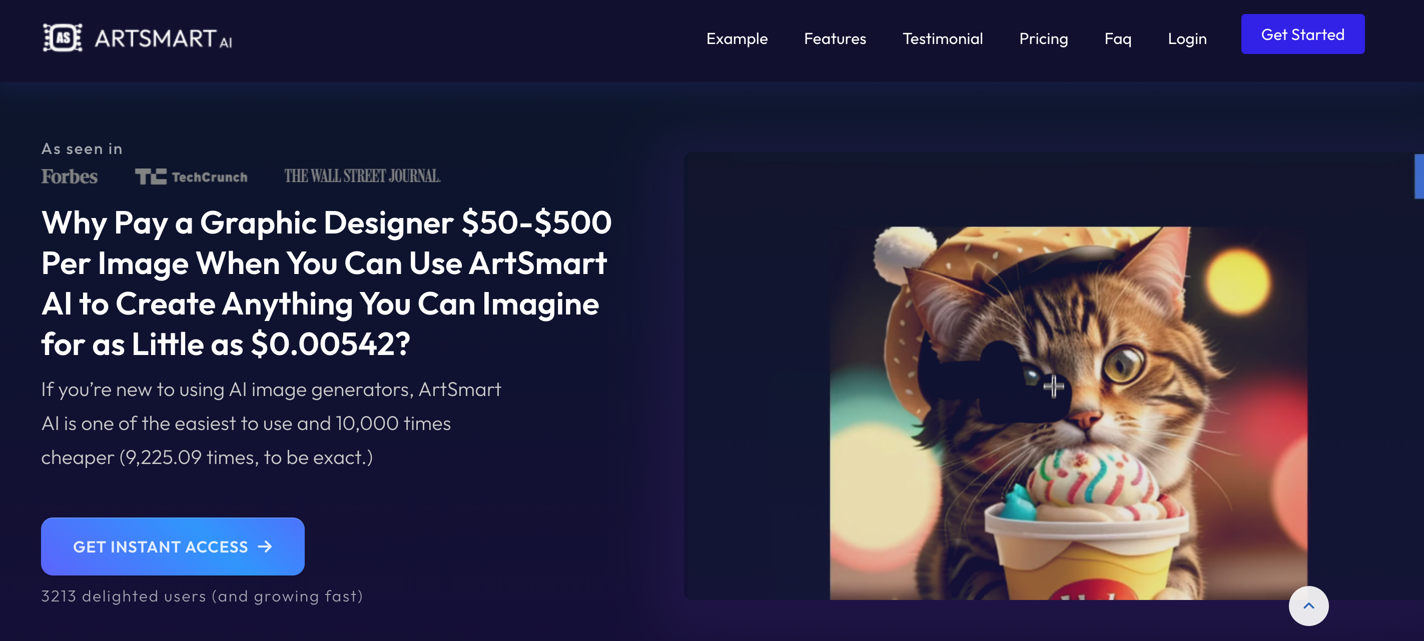 Screenshot der Homepage von Artsmart.ai Screenshot der Homepage von Artsmart.ai