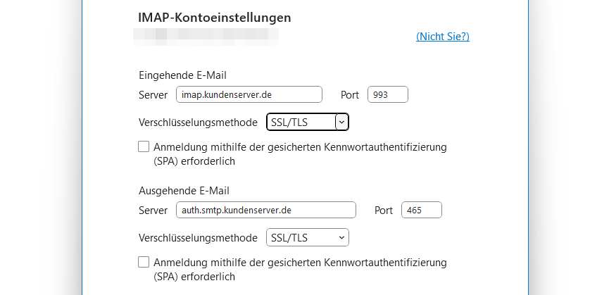 IMAP-Kontoeinstellungen in Outlook