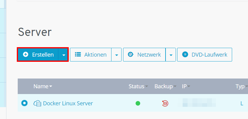Docker-Linux-Server erstellen im IONOS Cloud Panel
